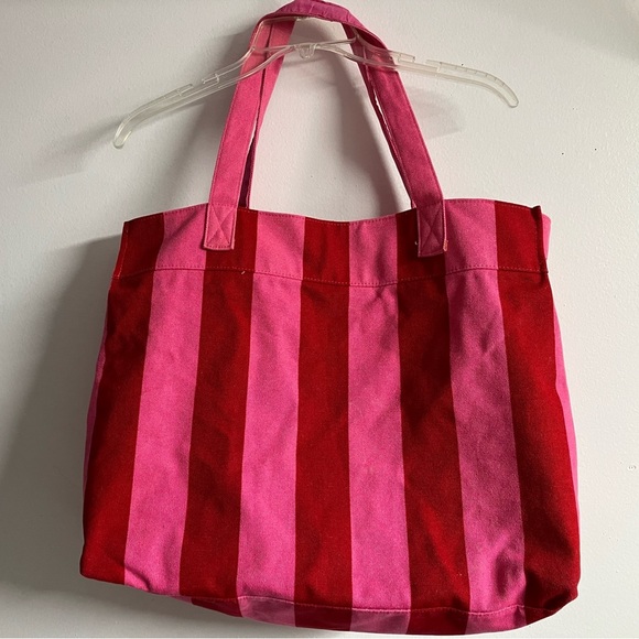 Victoria’s Secret Women’s Canvas Shoulder/Tote Bag, Pink/Red Stripes - Picture 5 of 5